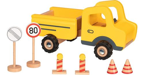 Baustellenfahrzeug mit Verkehrsschildern