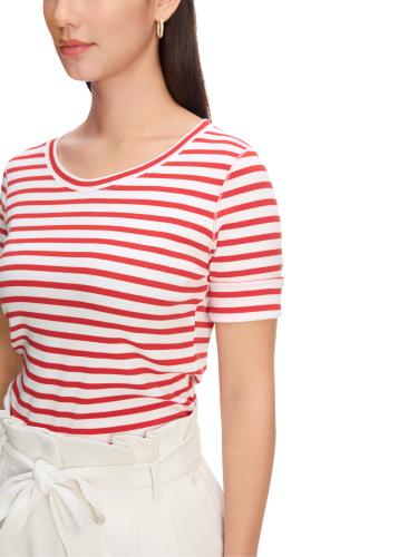 Ringel-T-Shirt aus Baumwoll-Ripp 44 - Flame Red