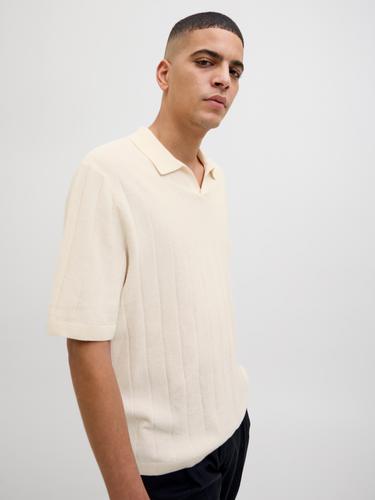 JORVARENNA KNIT SS SPLIT NECK L Locker geschnitten - Sea Salt