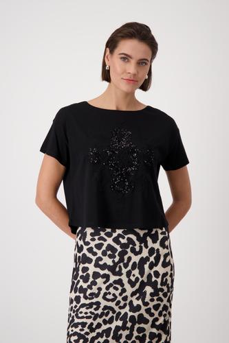 T-Shirt mit Pailletten 38 - Schwarz