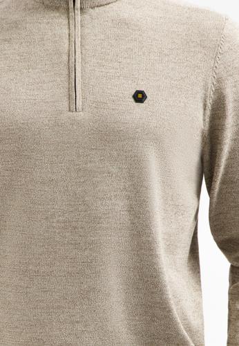 Pullover Half Zip 2 Coloured Melange M Regular Fit - Sand
