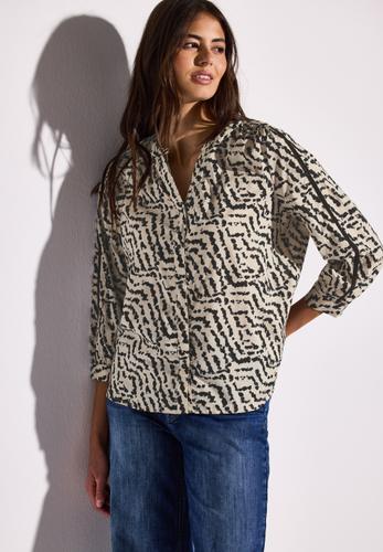 Print-Bluse mit Tapedetails 36 - Moonstone Sand