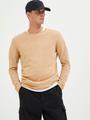 SLHROME LS KNIT CREW NECK NOOS L Normal geschnitten - Lattè