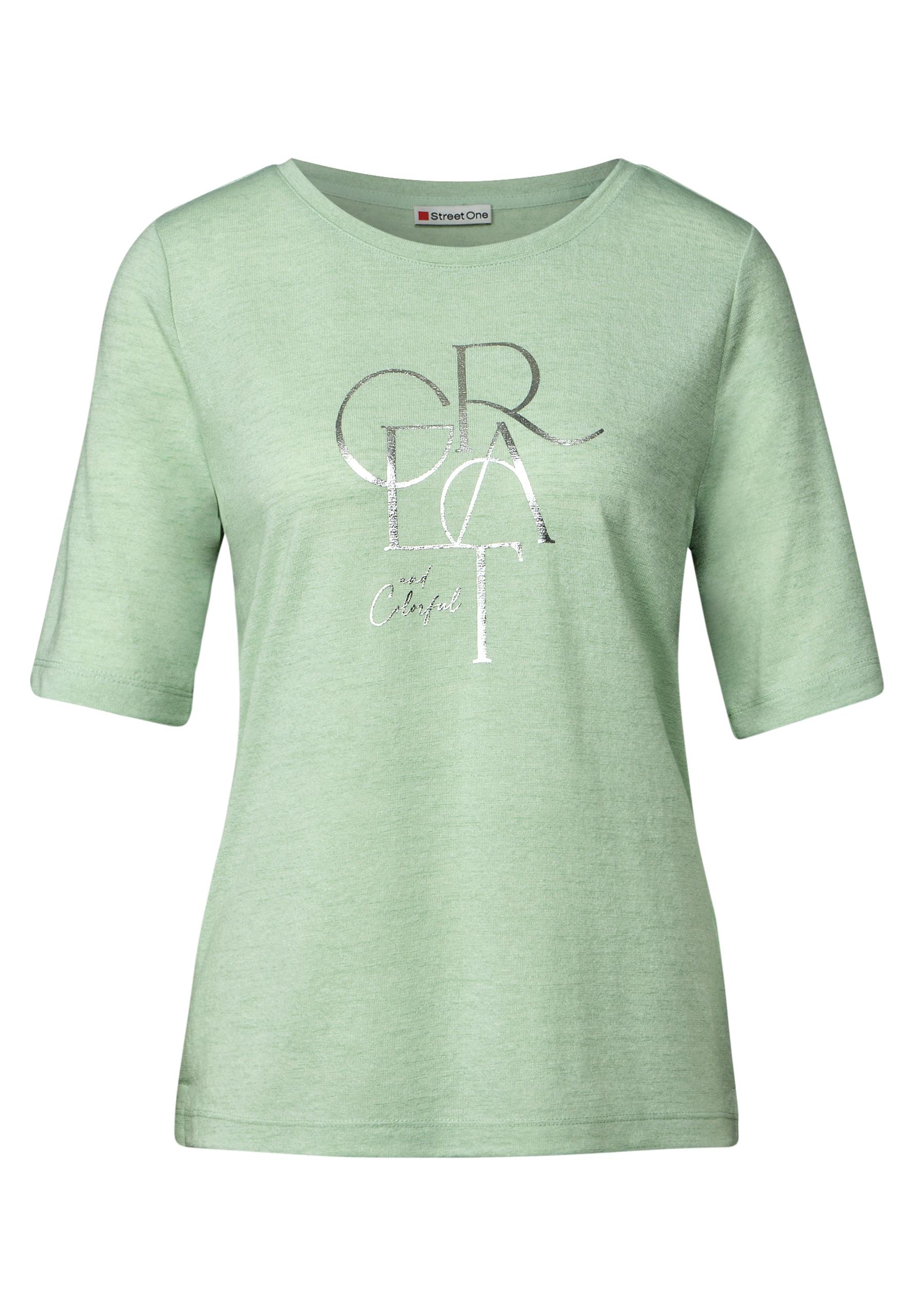 T-Shirt mit Folien-Wording 36 - Soft Jade Green
