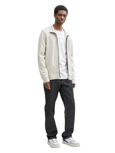Piqué Sweatjacke mit Stehkragen L Regular Fit - Chalk Grey
