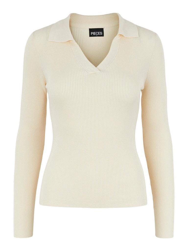 PCHARTLEY LS V-NECK POLO KNIT BC