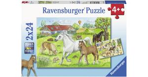 2er Set Puzzle, je 24 Teile, 26x18 cm, Auf dem Pferdehof