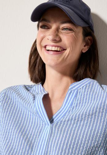 Gestreifte Seersucker Bluse L - Blouse Blue