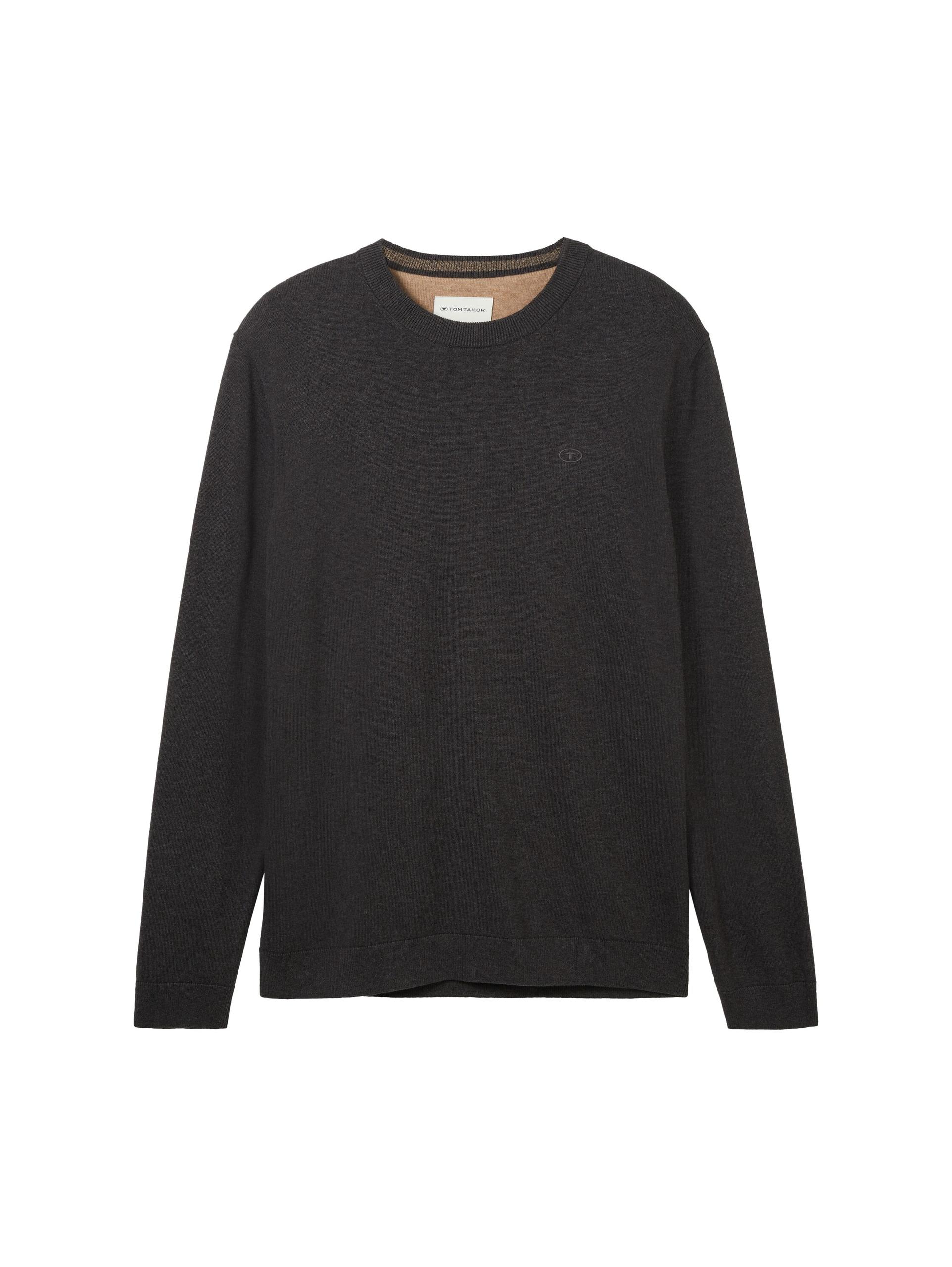 Strickpullover aus Baumwolle XXL Regular Fit - Black Grey Melange