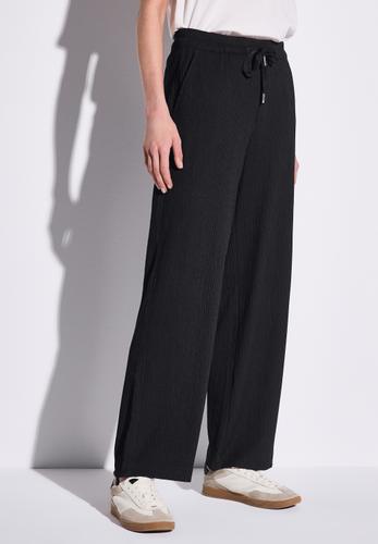 Wide Leg Hose mit Struktur Schwarz 40/30