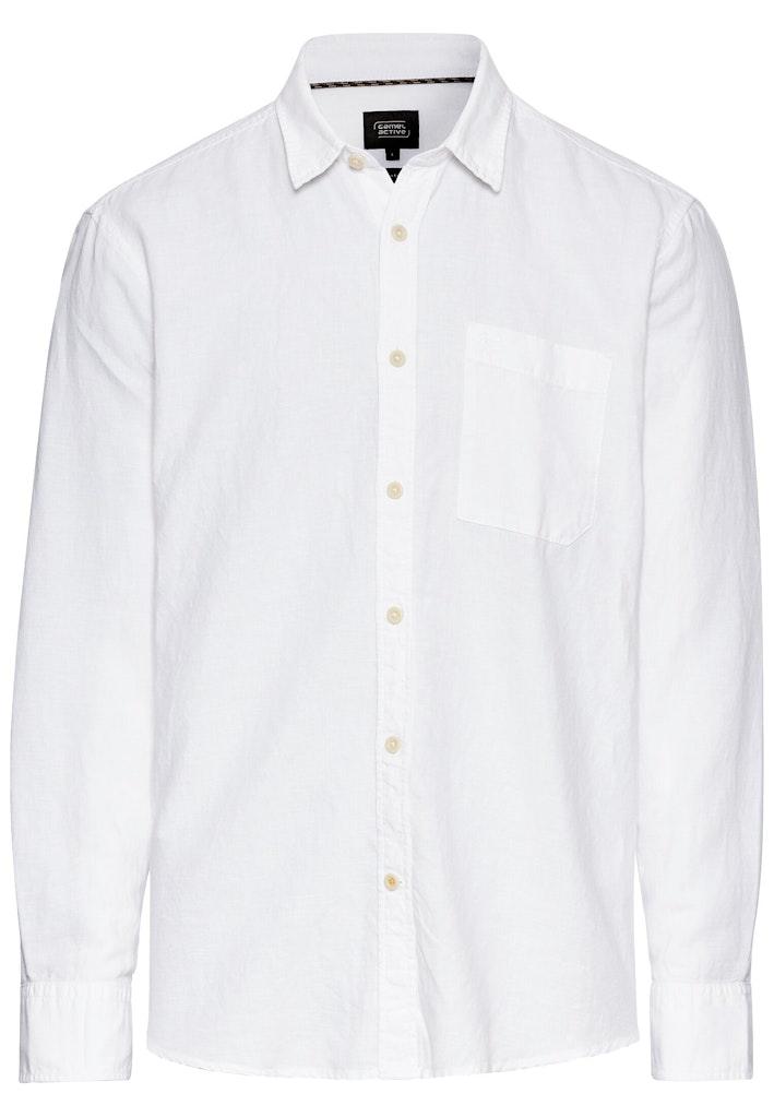 Langarm-Leinenhemd mit Soft-Wash-Veredelung Weiß M