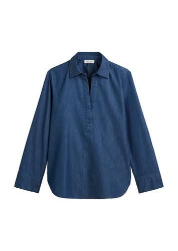 Schlupfbluse relaxed Blau 42