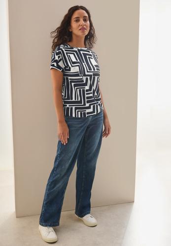 Print-Shirt mit Knopfdetail L - Universal Blue