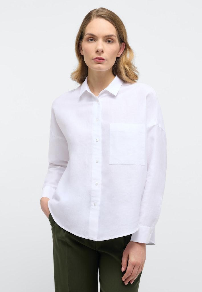Linen Shirt Bluse Leinen Langarm Weiß 42/Langarm