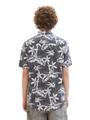 Kurzarmhemd mit Palmenprint L Regular Fit - Grey White Tropical Print