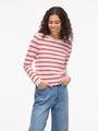 VIDALO O-NECK L/S STRIPE KNIT TOP- NOOS XL Normal geschnitten - White Alyssum
