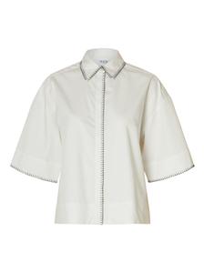SLFFIA 2/4 CROPPED STITCHED SHIRT B 40 Verkürzt - Bright White