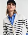 Baumwoll-Strickjacke mit Streifen S - Eggshell