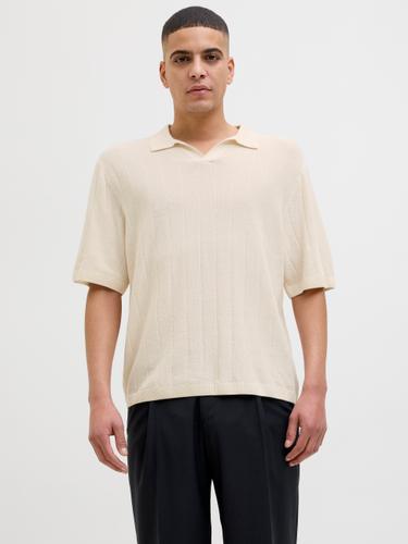 JORVARENNA KNIT SS SPLIT NECK L Locker geschnitten - Sea Salt