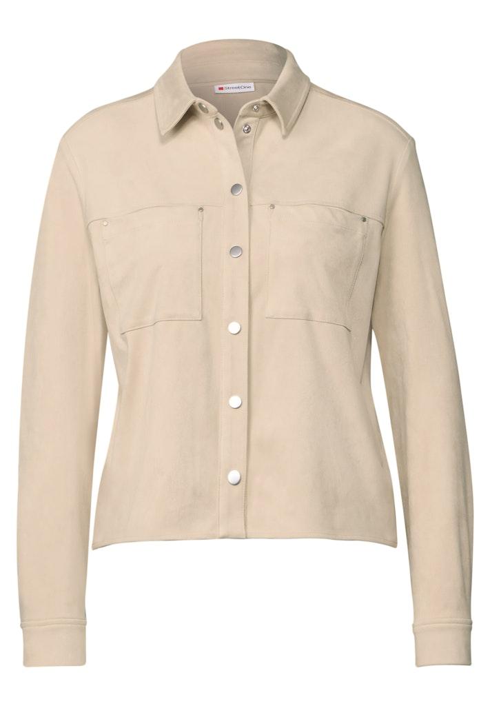 Velours Hemdbluse Beige 36