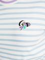 Geringeltes Rippen-T-Shirt 40 - Soft Sky Blue