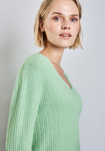 Kuscheliger V-Neck Pullover 36 - Milky Green Mel.