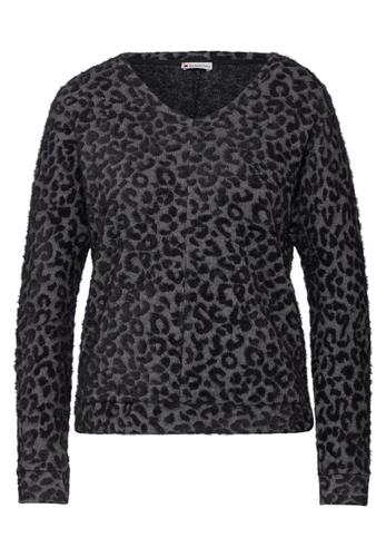 Shirt mit Leo-Muster Grau 40