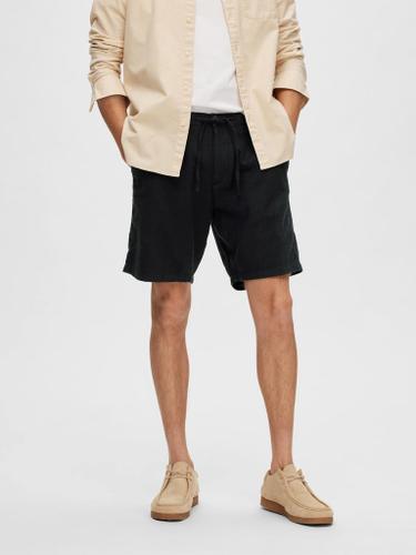 SLHREGULAR-BRODY LINEN SHORTS NOOS Schwarz L