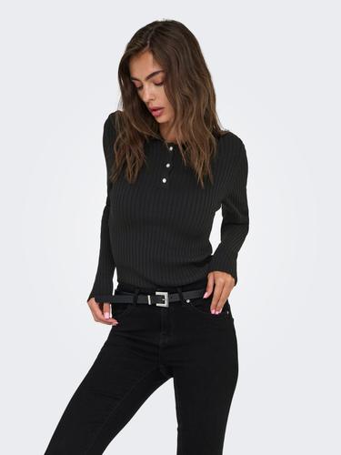 ONLELISA L/S RIB POLO RP KNT M Normal geschnitten - Black