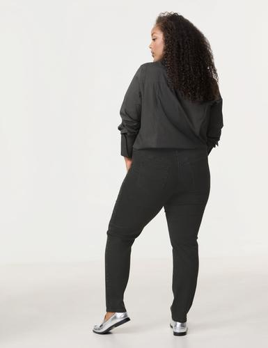 5-Pocket Jeans mit Ziersteinen Betty 54 Körpernahe Passform - Raw Black Denim