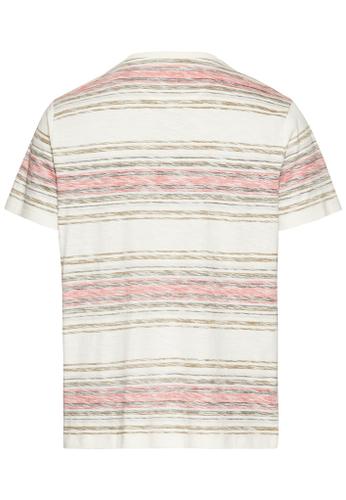 T-Shirt mit Streifenmuster aus Baumwolle Rot 5XL