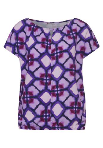 Print Materialmix T-Shirt Violett 42
