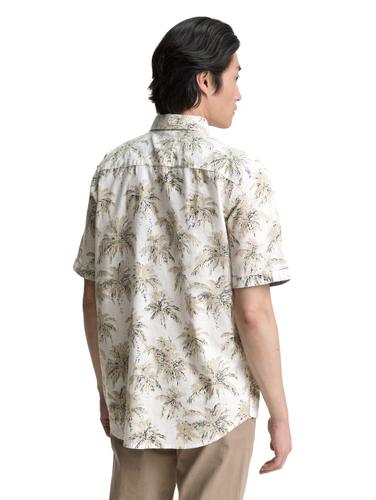 Regular Fit Kurzarmhemd mit Palmen-Print XXL Regular Fit - Off White Stripe Palm Design