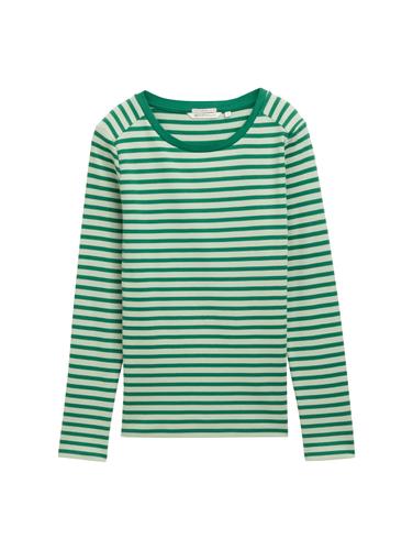 Langarmshirt mit Streifenmuster XL Regular Fit - Tonal Green Stripe