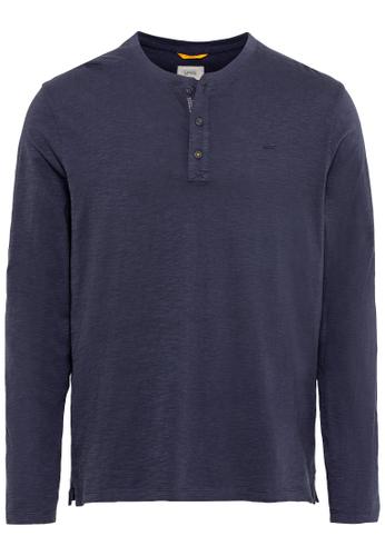 Henleyshirt aus nachhaltigem Organic Cotton Blau 4XL