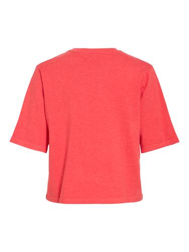 VIMALU O-NECK 2/4 KNIT TOP-NOOS XS Locker geschnitten - Hibiscus