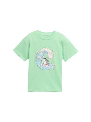 Oversize T-Shirt mit Print 92/98 Oversized Fit - Soft Neo Green