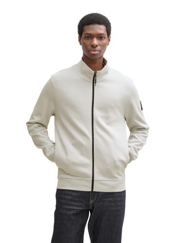 Piqué Sweatjacke mit Stehkragen M Regular Fit - Chalk Grey