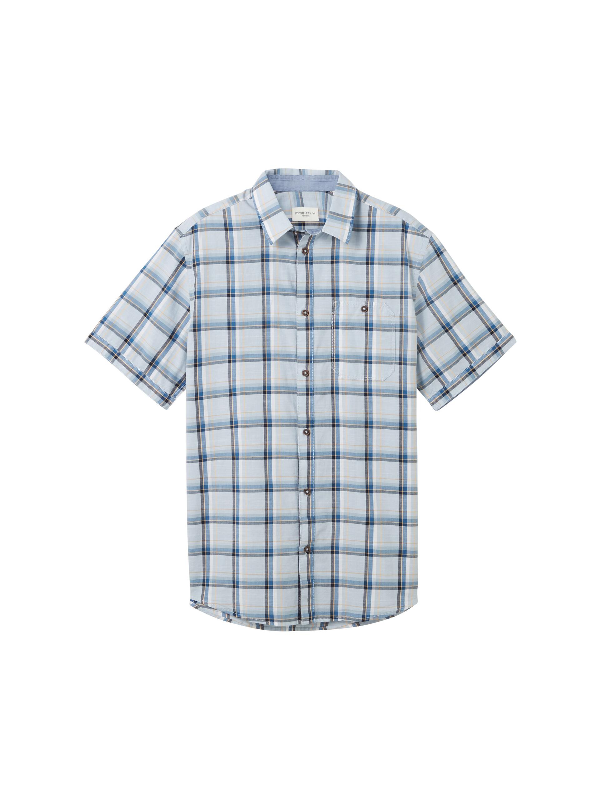 Kurzarmhemd mit Karomuster XL Regular Fit - Light Blue Multicolor Check