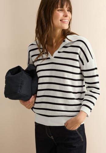 Pullover mit Polokragen M - Vanilla White
