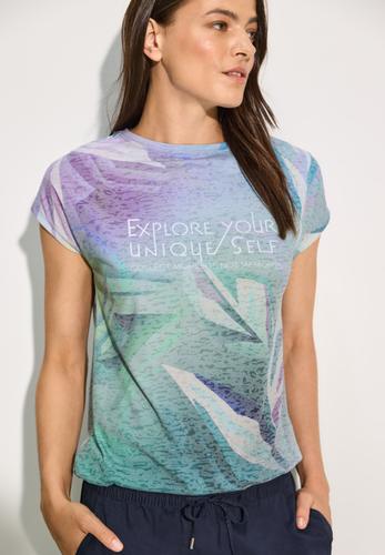 Burn-Out T-Shirt mit Print M - Fir Green
