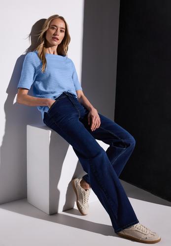 T-Shirt mit Struktur Blau 40
