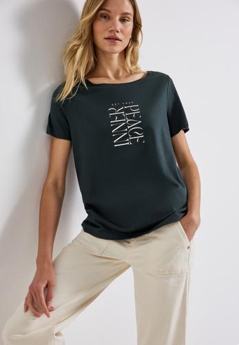 T-Shirt mit Wording Print Grün 40