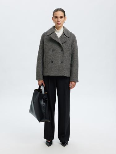SLFALMA BOUCLE WOOL BLEND JACKET NOOS 40 - Medium Grey Melange