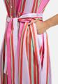 Dress with collar, placket, 3/4 sleeves, wide skirt and belt Rot 36
