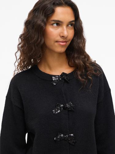 VIBRIANNA O-NECK L/S BOW KNIT CARDIGAN S Normal geschnitten - Black Beauty