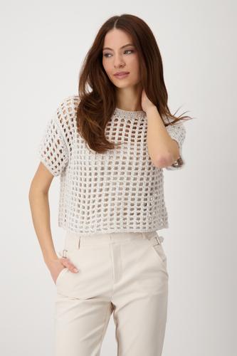 Ajour-Kurzarm-Pullover mit Lurex 38 - Seashell
