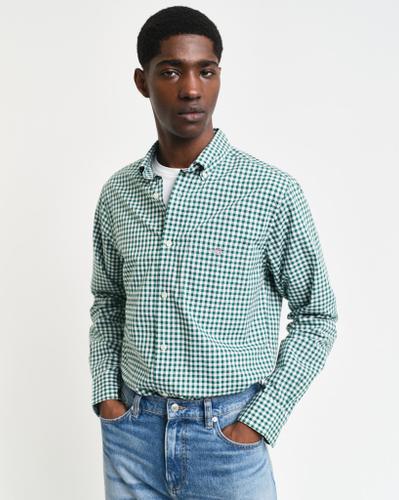 Regular Fit Classic Popeline Hemd mit Vichy-Karo Grün M