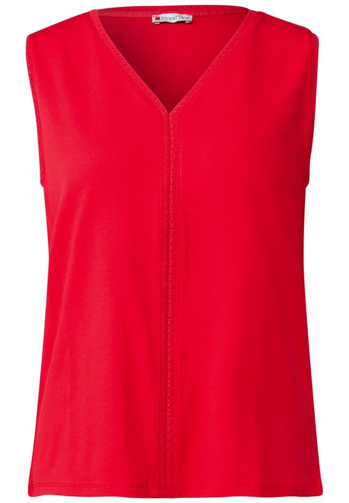 Jersey-Top mit Häkeldetails Rot 36