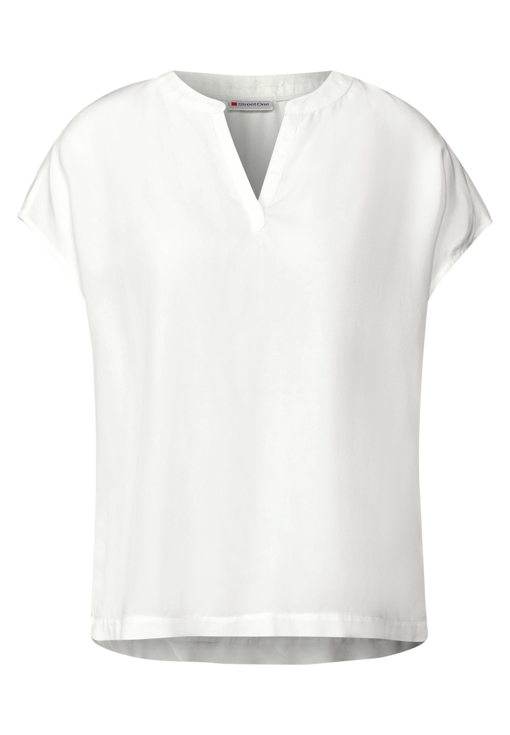 Split Neck Bluse in Unifarbe 36 - Off White